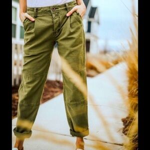 Free People Boyfriend Utility Military Pants in Moss Green Women's Size 26 Waist